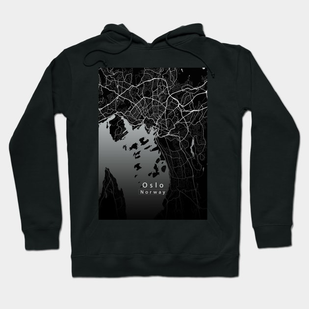 Oslo Norway City Map dark Hoodie by Robin-Niemczyk